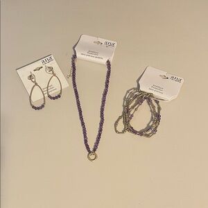 a.n.a Purple Necklace Set with Gold Details